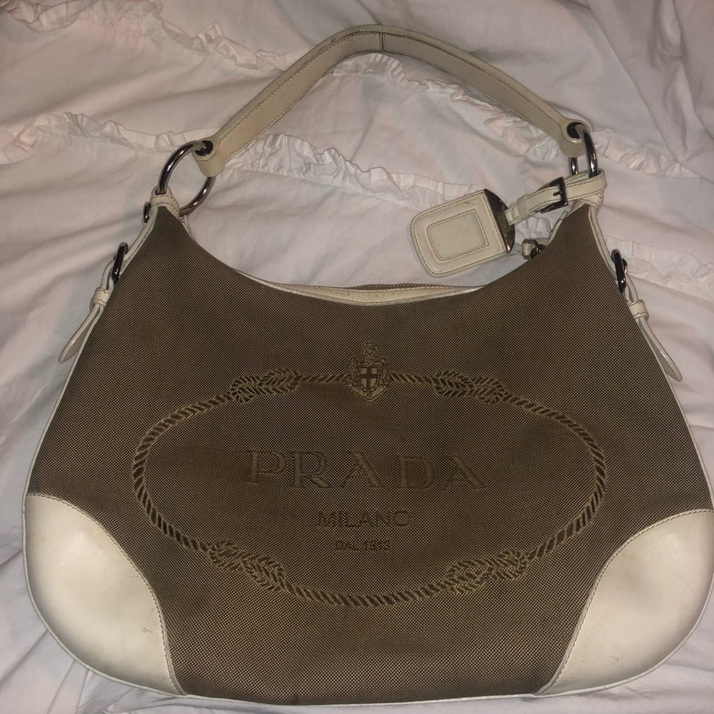 Prada Jacquard brown shoulder bag